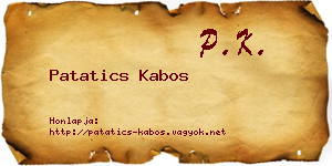 Patatics Kabos névjegykártya